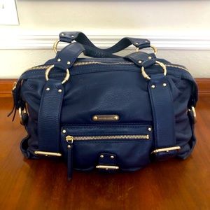 Michael Kors dark blue pebbled leather satchel